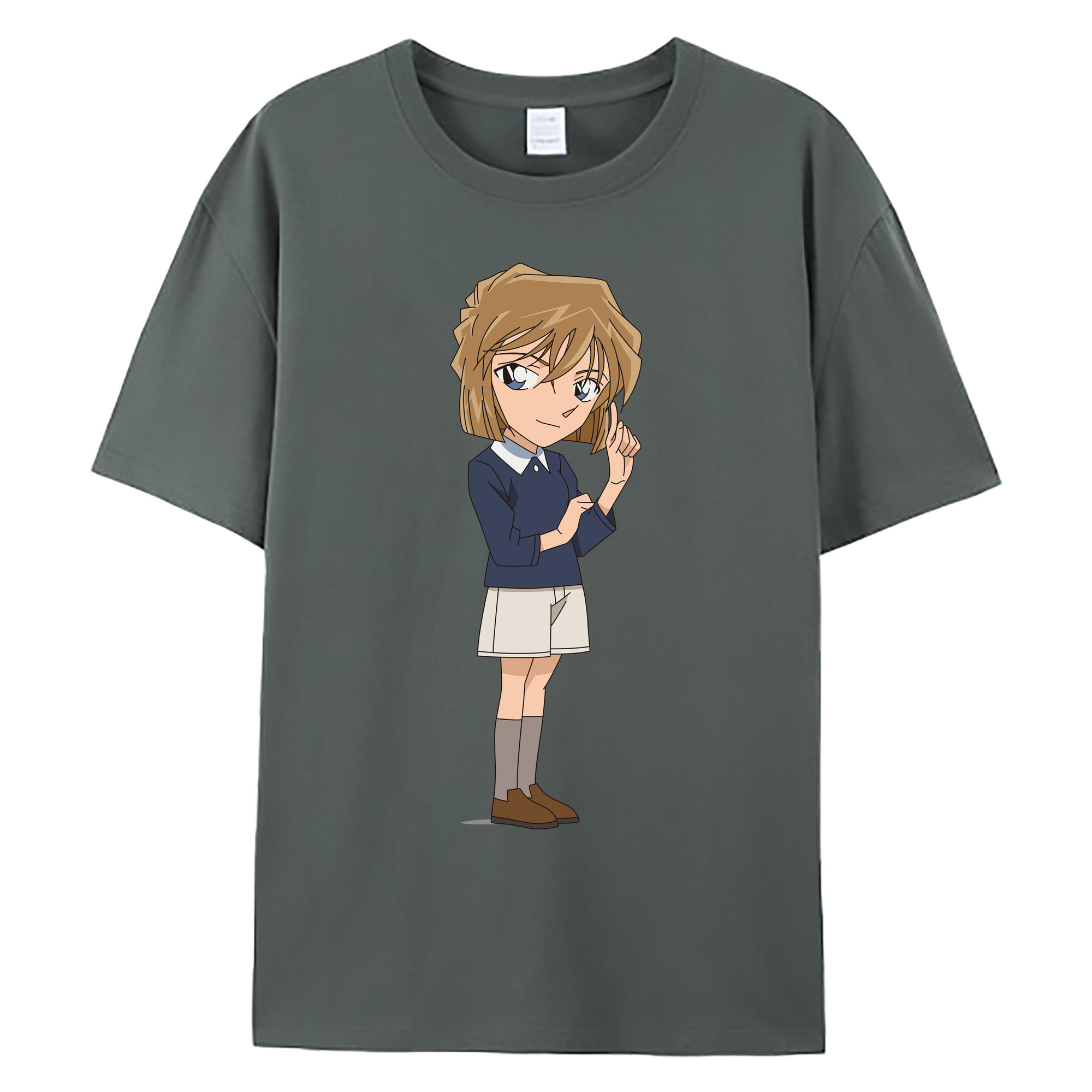 （画像用） 名探偵コナン 灰原 哀 はいばら あい Detective Conan Anita Hailey、Vi Graythorn Haibara Ai 綿100％ メンズ半袖Tシャツ｜肌触りやわらか＆通気性